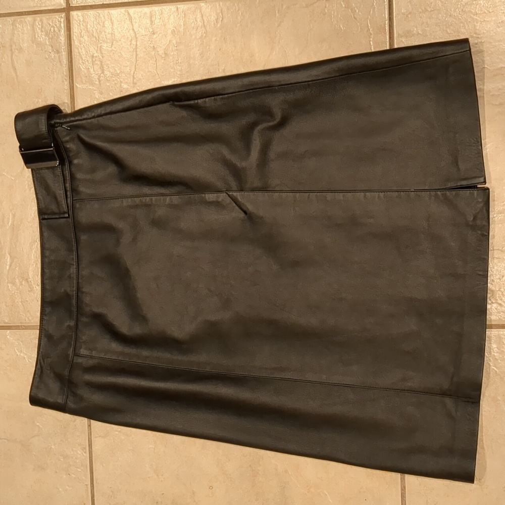 Bebe Black Leather Pencil Skirt Size 8